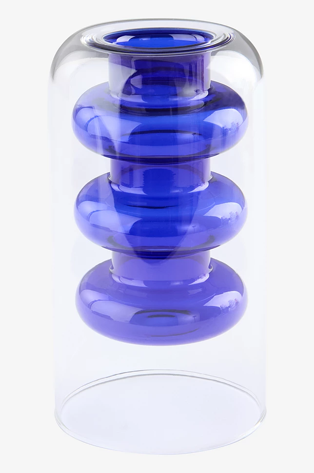 TILO BLUE glassvase høyde 15 cm