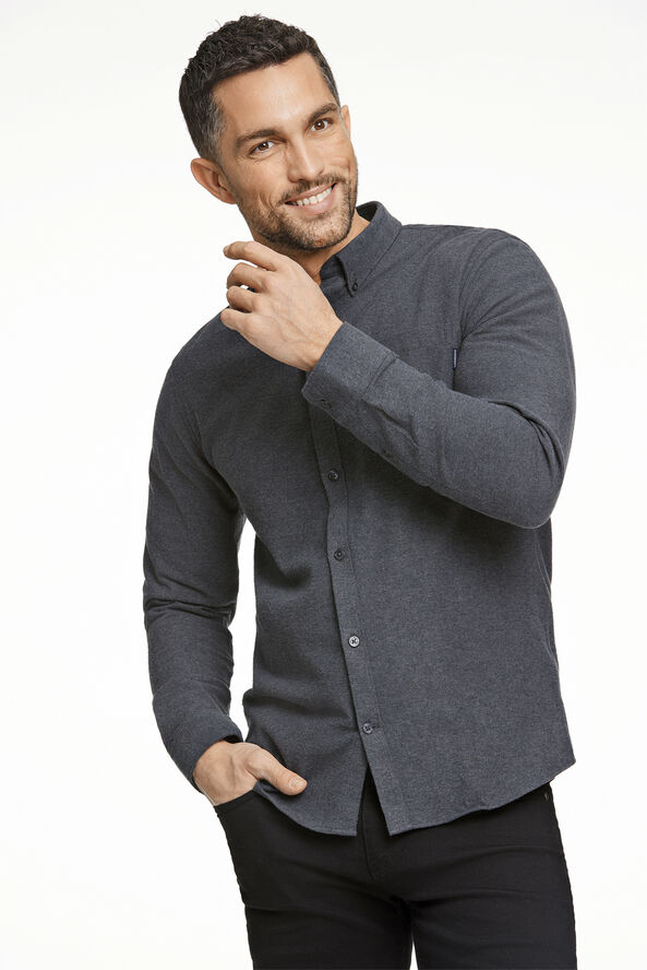 Lindbergh Brushed twill shirt L/S Dk grey