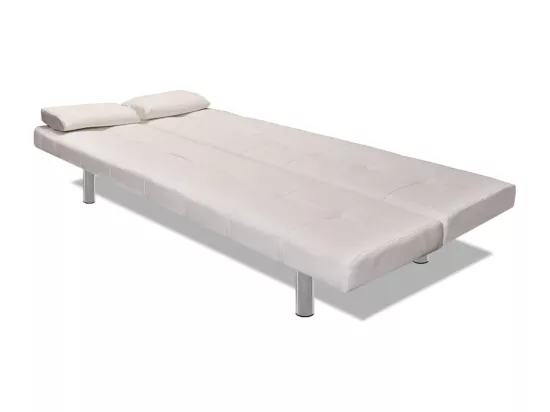 NETTLIFE Canapé-lit réglable avec deux oreillers Similicuir Blanc crème