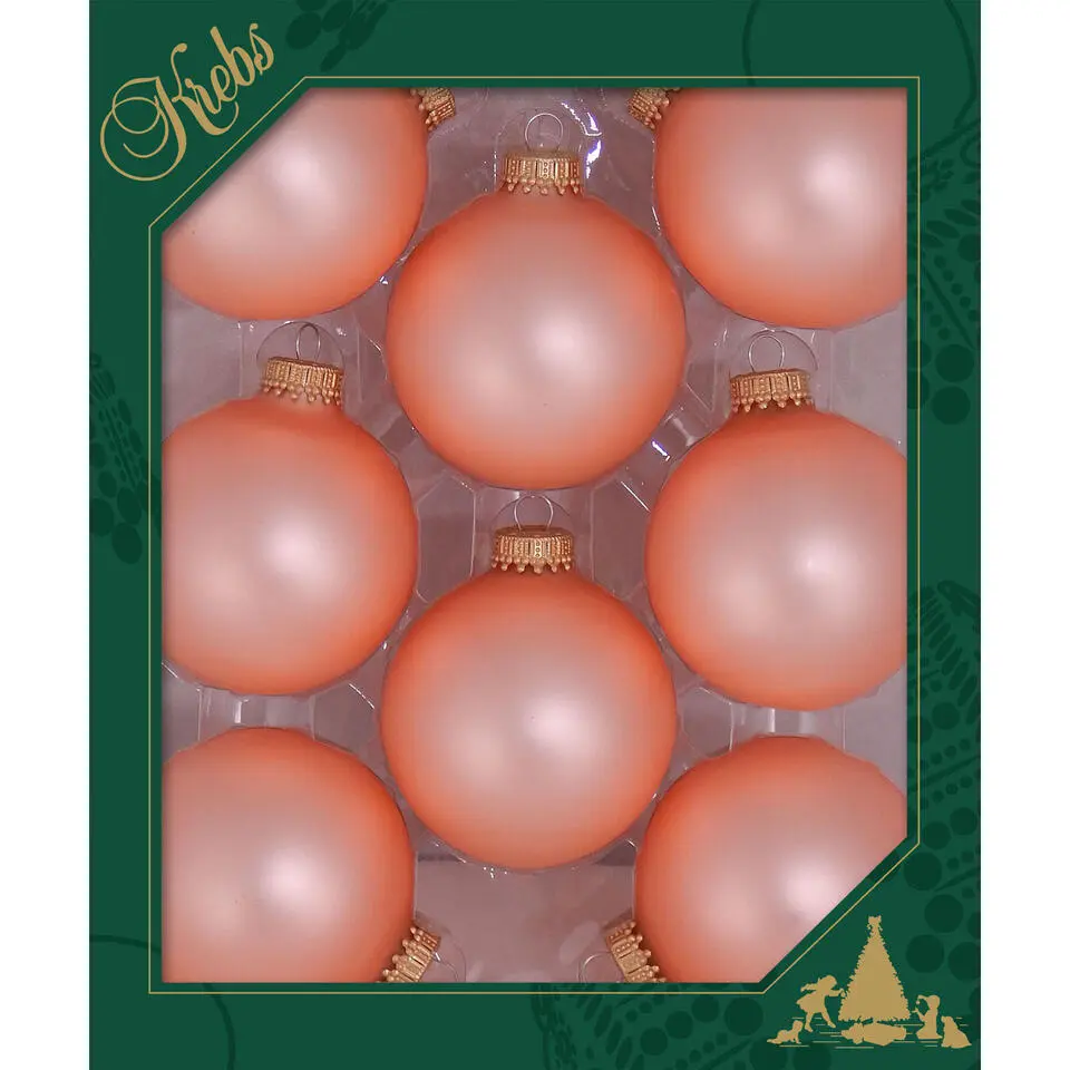 Krebs Kerstballen - 8 stuks - glas - koraal velvet roze - 7 cm