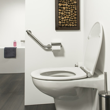 Tiger Boston Comfort en Safety toiletrolhouder met steun links rvs