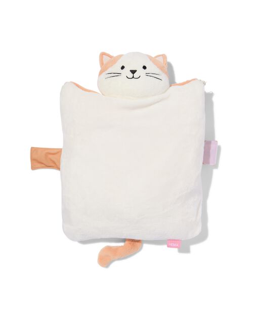 coussin peluche avec plaid chat