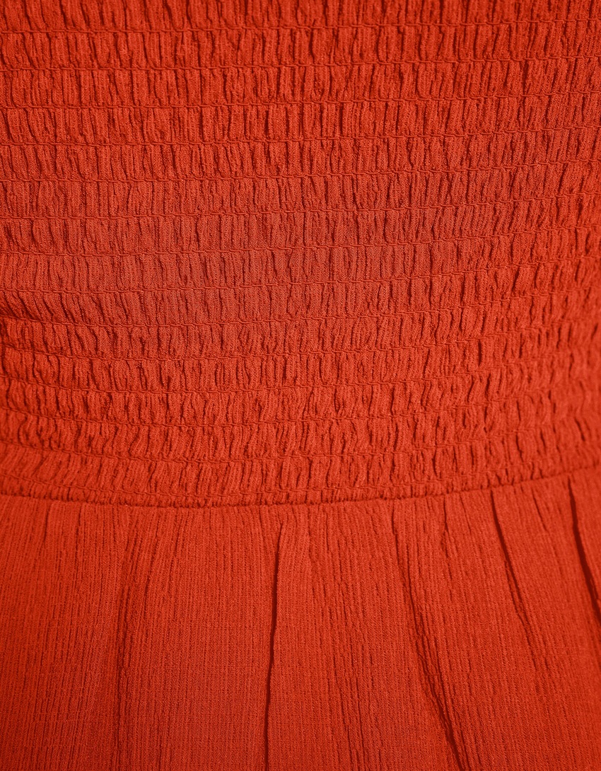 Vestido longo bandeau com franzido