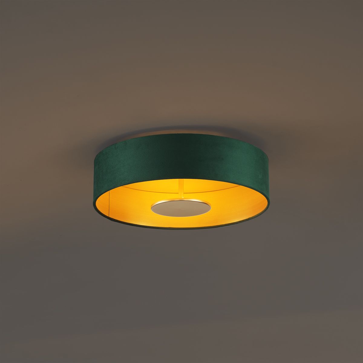 Moderne plafondlamp groen velours incl. LED 3-staps dimbaar - Bredow