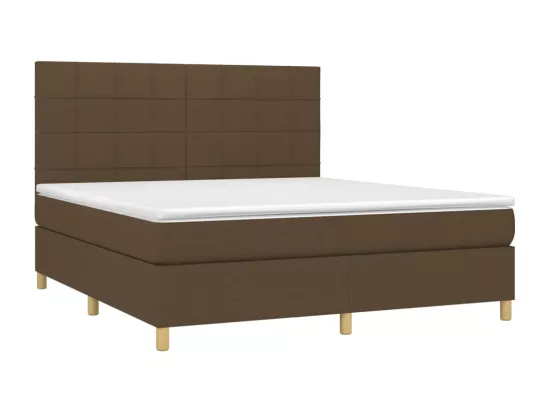 Sommier tapissier matelas et LED Marron foncé 160x200 cm Tissu