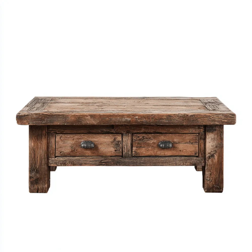 Couchtisch Massivholz 110x60x45 cm - Vintage Design