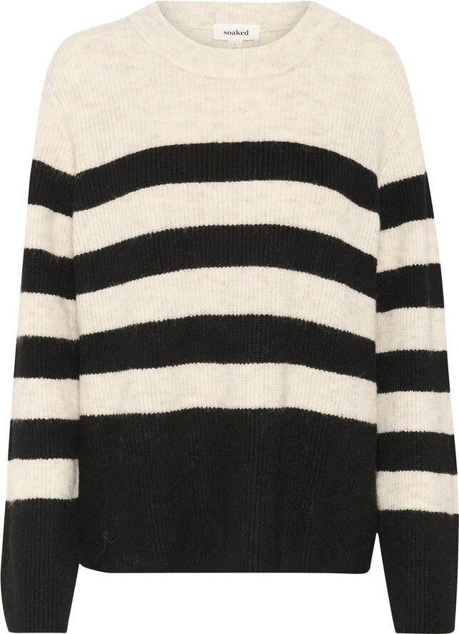 Soaked in Luxury SLSelta Striped Pullover Sandshell w black stripe