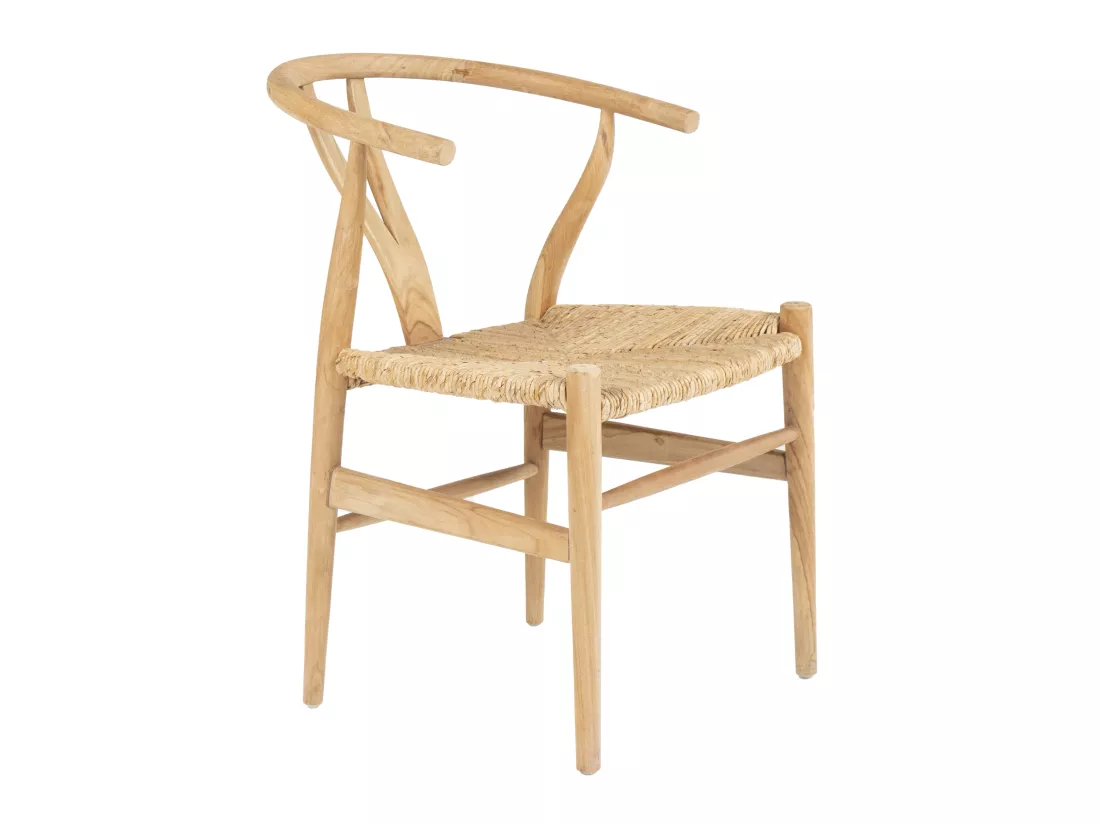 Lot de 2 chaises en teck et paille - Naturel - POGIANA