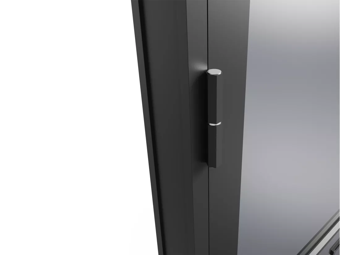 Bloc porte réversible en aluminium et verre trempé fumé - H204 x L93 cm - Noir - MASERU