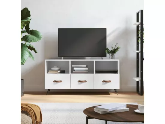 Meuble TV Blanc brillant 102x36x50 cm Bois d'ingénierie