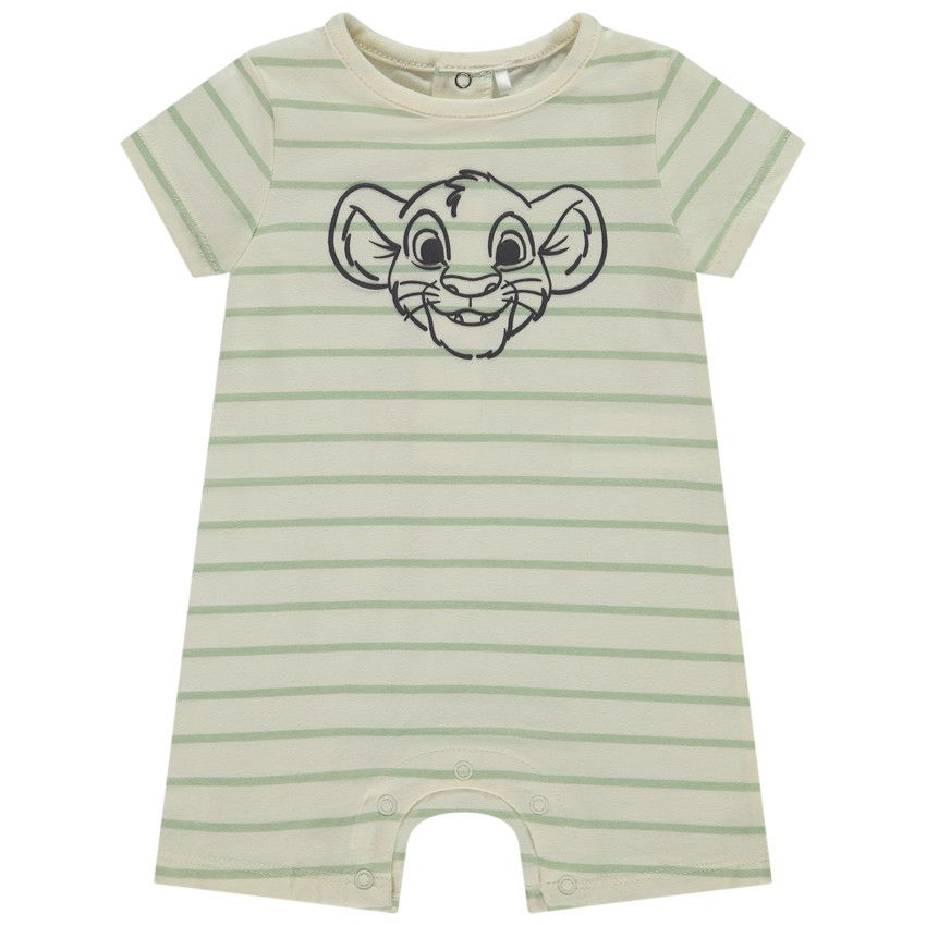 Combishort rayée print gomme Simba Disney pour bébé garçon - Ecru