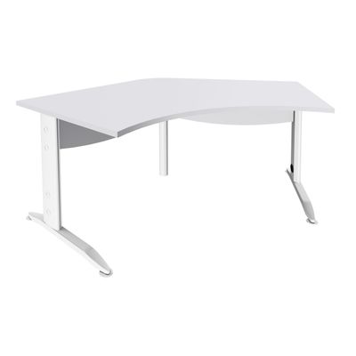 Bureau symétrique 120° IDRA - L180 cm - Pieds blanc - plateau Blanc perle