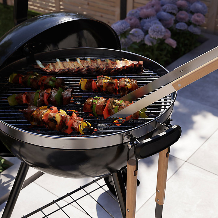Pince et spatule manches en bois pour barbecue Blooma