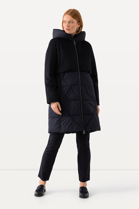 Jacke, Materialmix, 2-Wege-Zipper, Kapuze