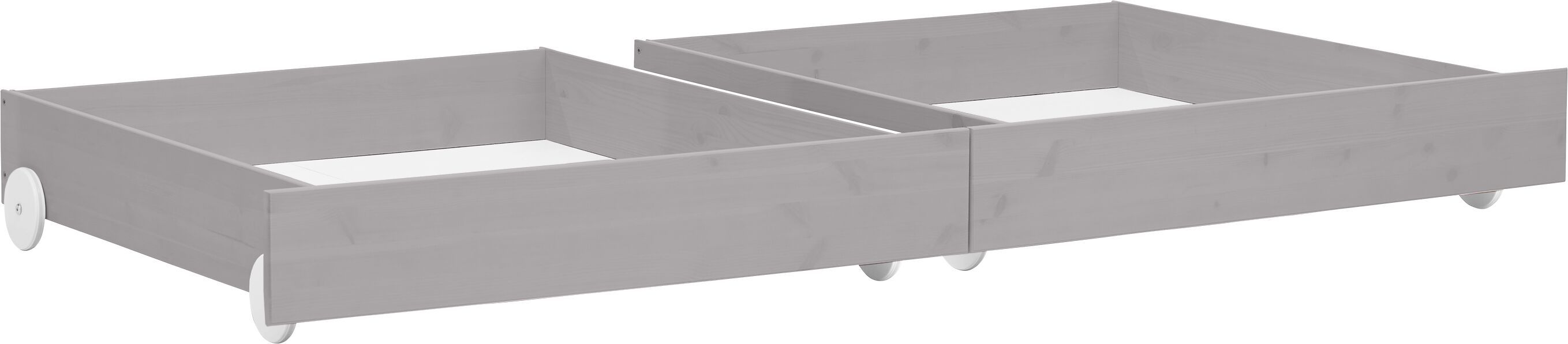 Flexa CLASSIC Bettschublade 2er Set - Grau / B: 196.0 cm x T: 90.0 cm x H: 22.0 cm