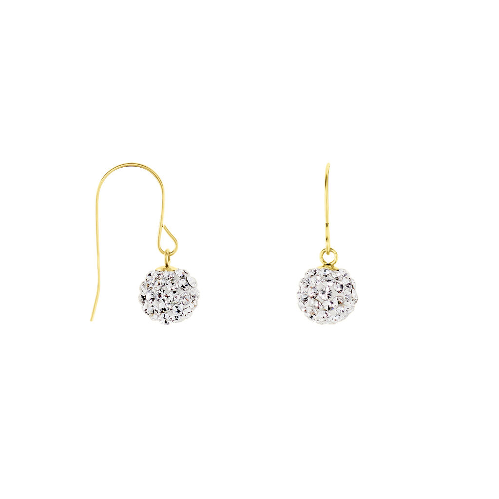 Boucles D'oreilles Pendantes Or Jaune Fidelia Cristal