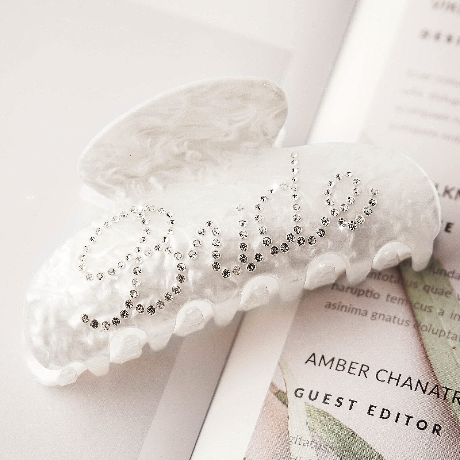 (10cm) Haarspange Bride Klammer Krallen Clip Haarschmuck für Hochzeit / Junggesellinenabschied - Weiss