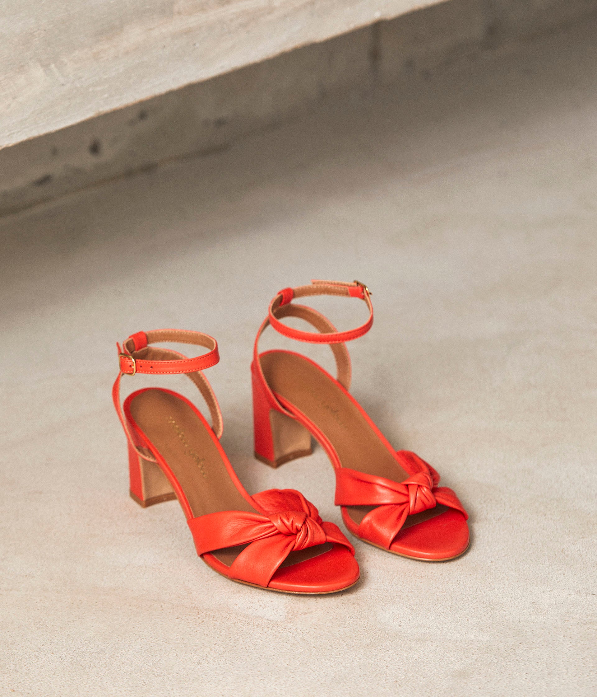 Sandales cuir orange Ivana