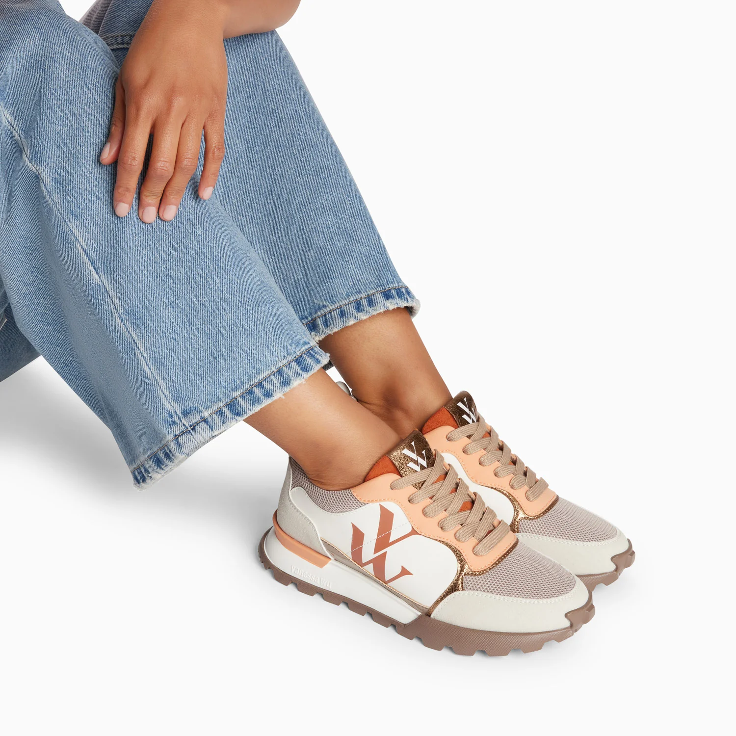 Sneakers-Baskets monogramme Ombeline orange à semelle running