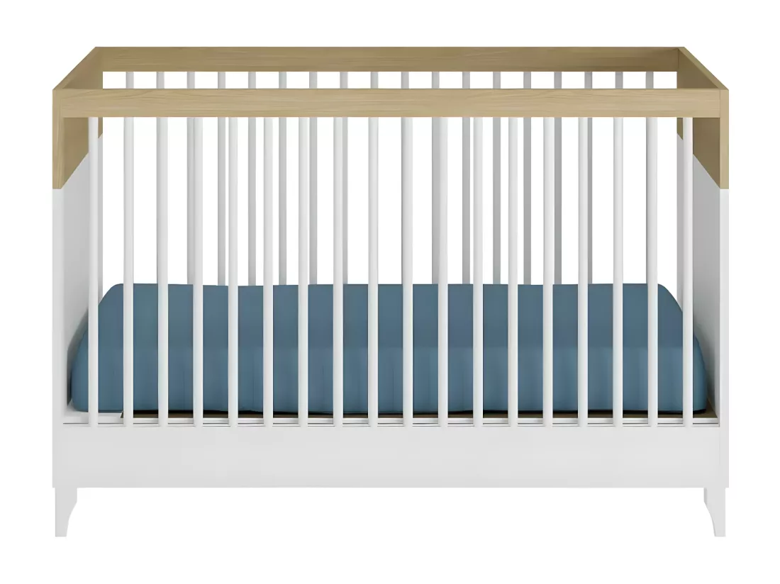 Lit bébé 70x130 cm panneaux de fibres blanc et bois DIXIE