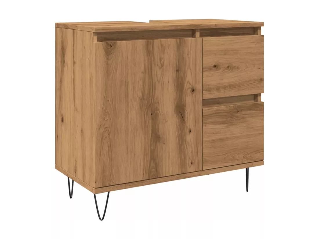 Armoire de lavabo de salle de bain chêne artisanal 65x33x60 cm