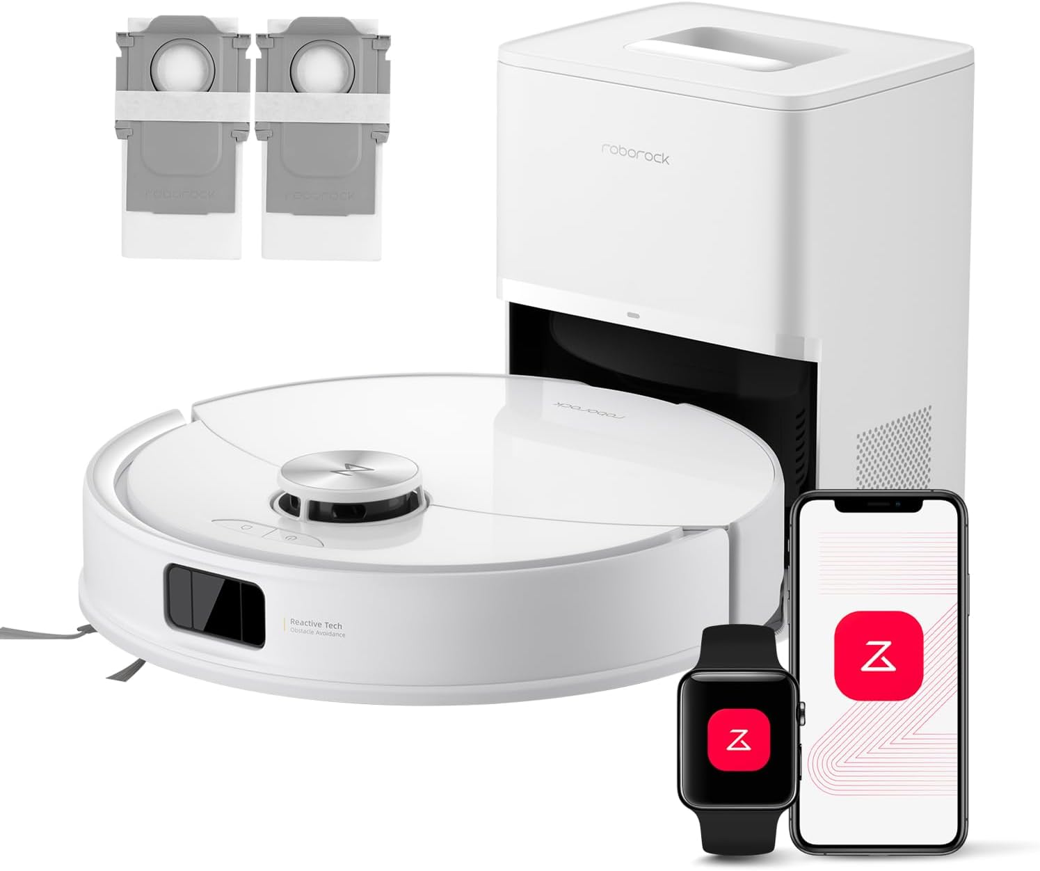 roborock Q10 S5+ Set Saugroboter mit Wischfunktion, 10.000 Pa HyperForce Saugkraft, Dual Anti-Tangle System, Auto Lifting Mopping, Ideal für Tierhaare, Teppiche, Hartböden (Weiß)