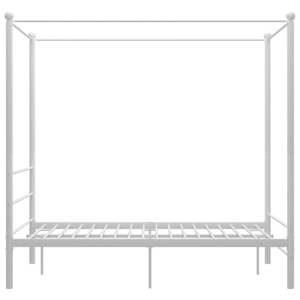 vidaXL - Hemelbedframe met latten - Wit - Metaal - 140x200 cm
