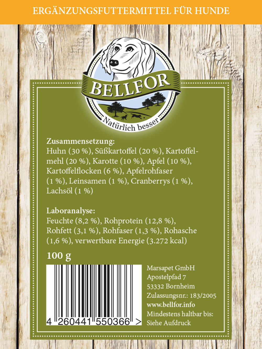 Biscuits pour chiens à la viande de poulet fraîche - knabber-schmaus - 100g