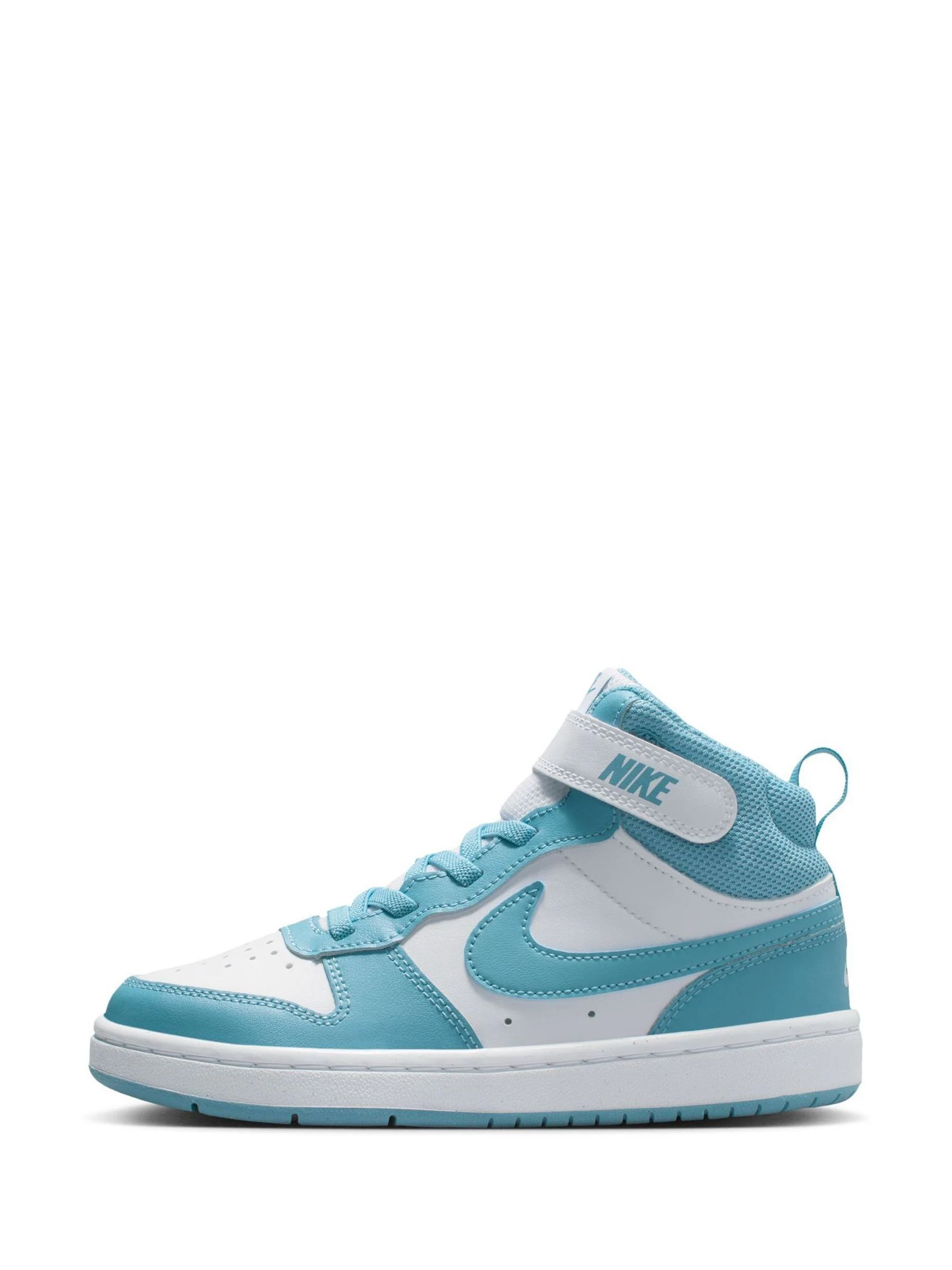 Wit/denim turquoise blauw - Nike - Junior Court Borough halfhoge sneakers