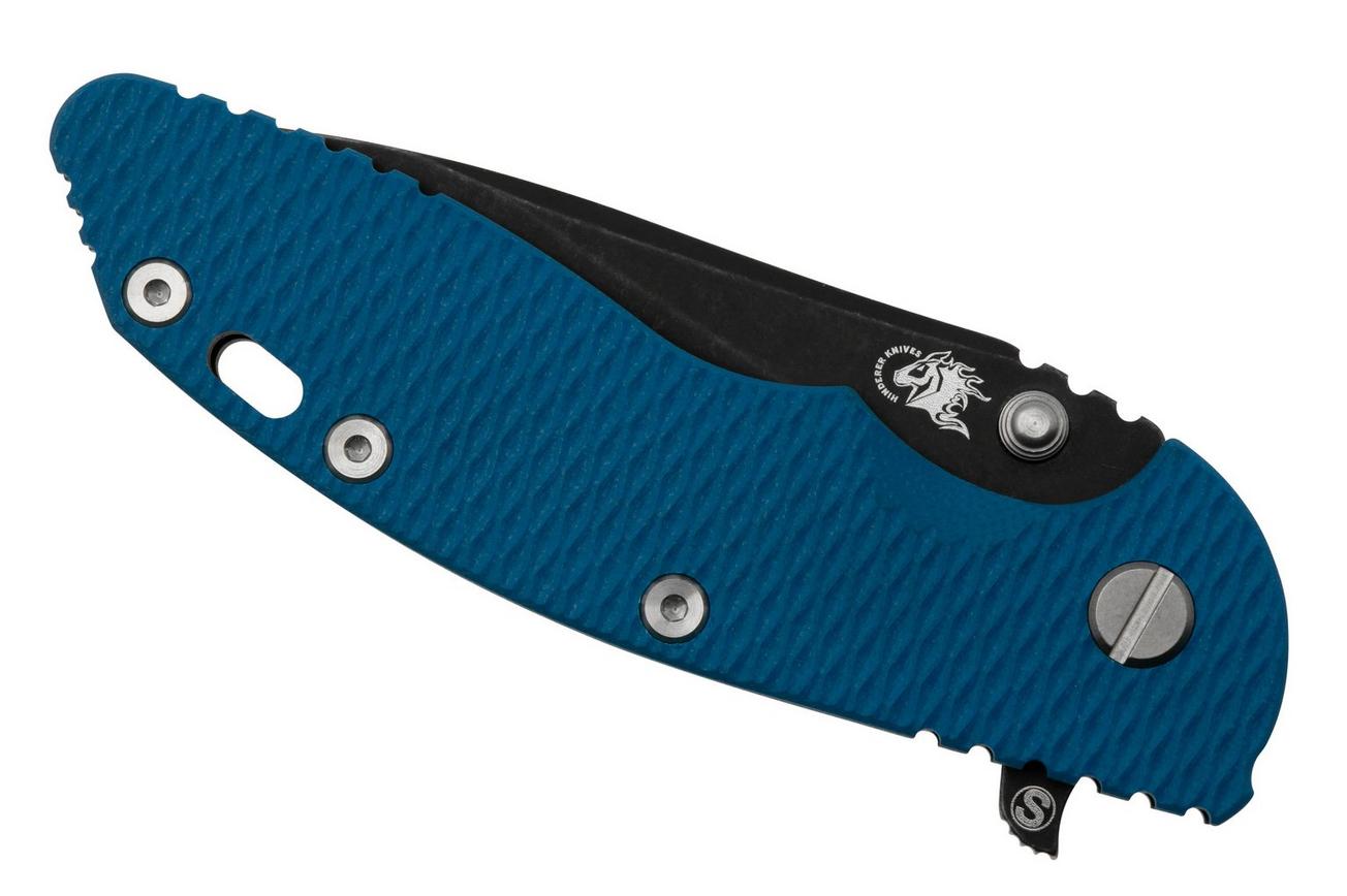 Rick Hinderer XM18 3.5 Skinny Slicer Magnacut Black DLC Blue G10, zakmes
