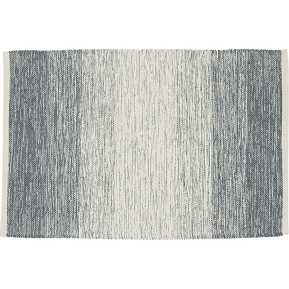 Tapis rectangulaire dégradé rayure blanche et bleue