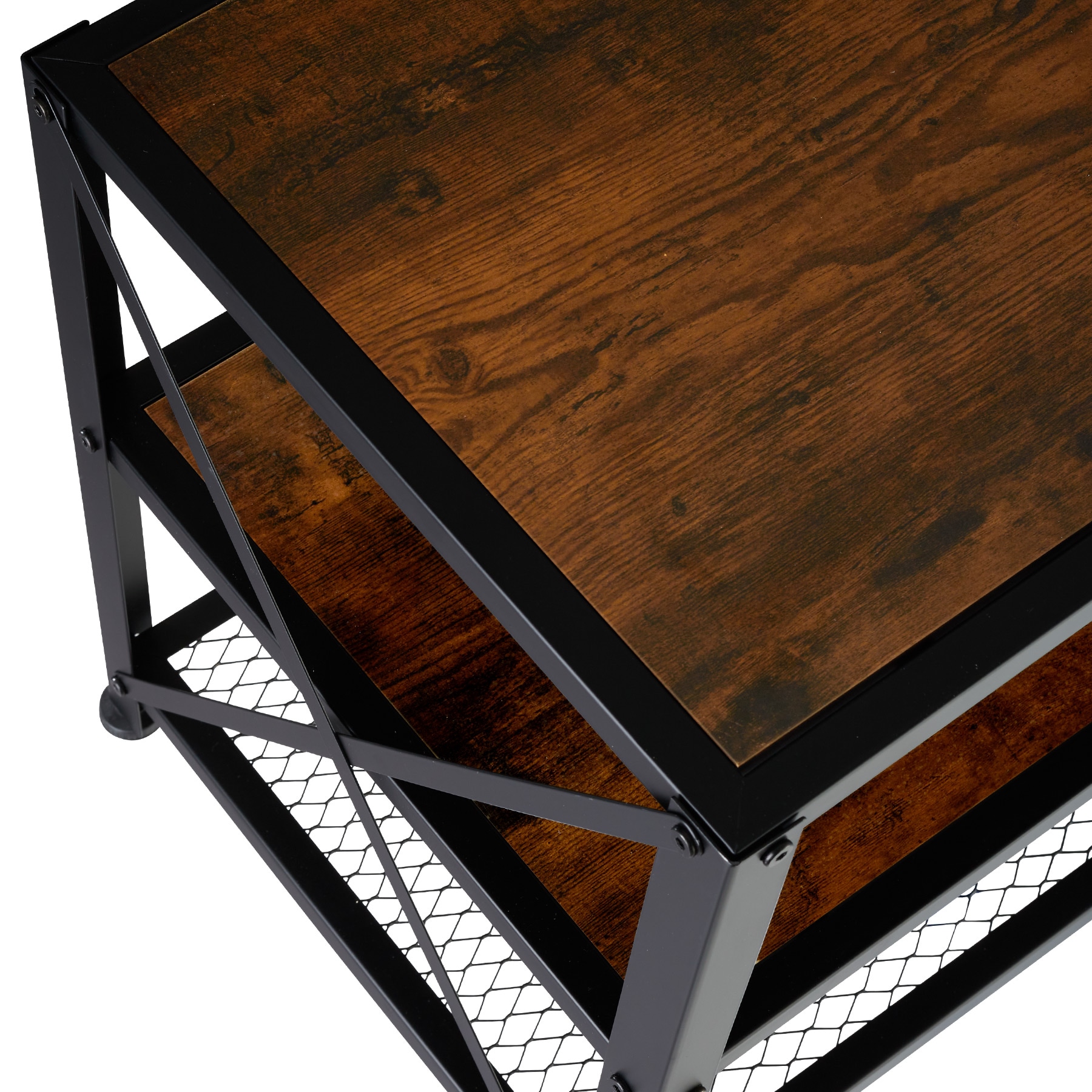 tectake® TV-Regal, Industrial Style, 3 offene Etagen, seitliche X-Streben, 141 x 41,5 x 50,5 cm