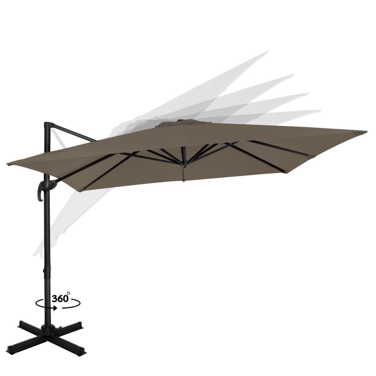 VONROC Pisogne 3x3 Premium zweefparasol met hoes - Taupe