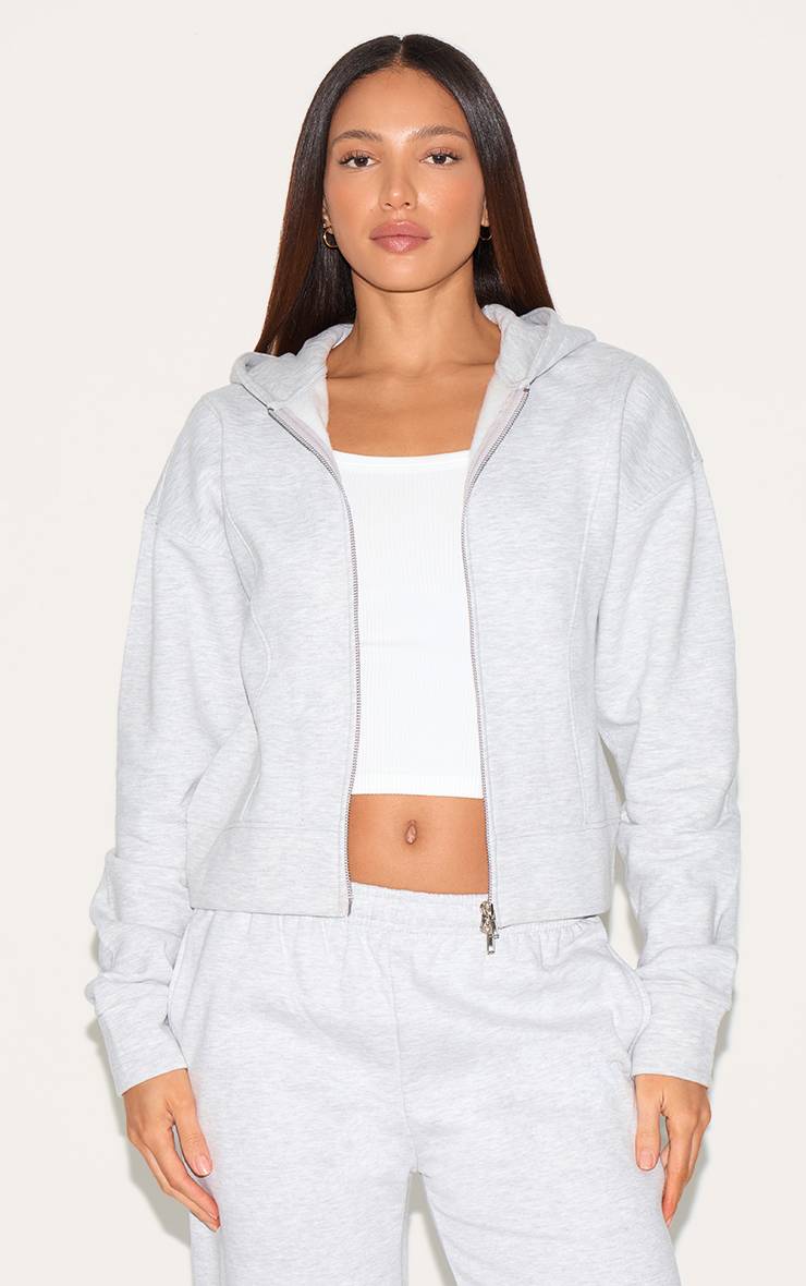Gris Chiné Sweat À Casynthétiqueche Tall Cintré À Double Zip