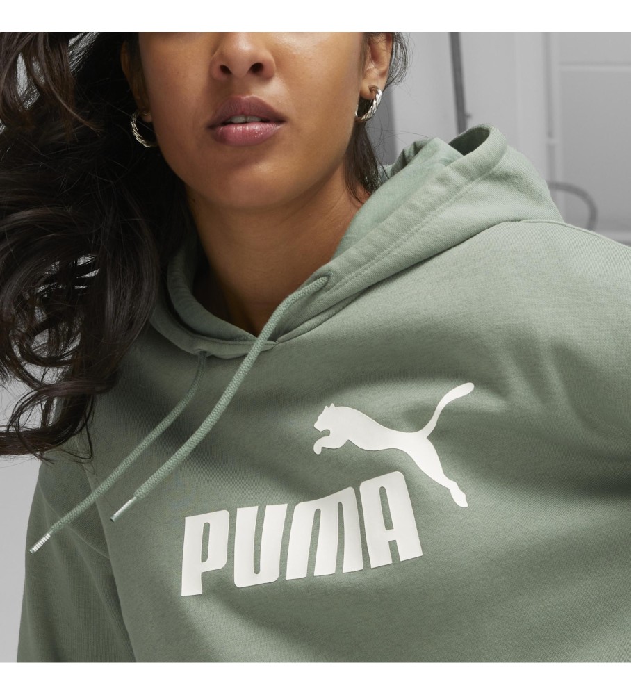 Moletom com capuz cropped Puma Essentials com logo verde