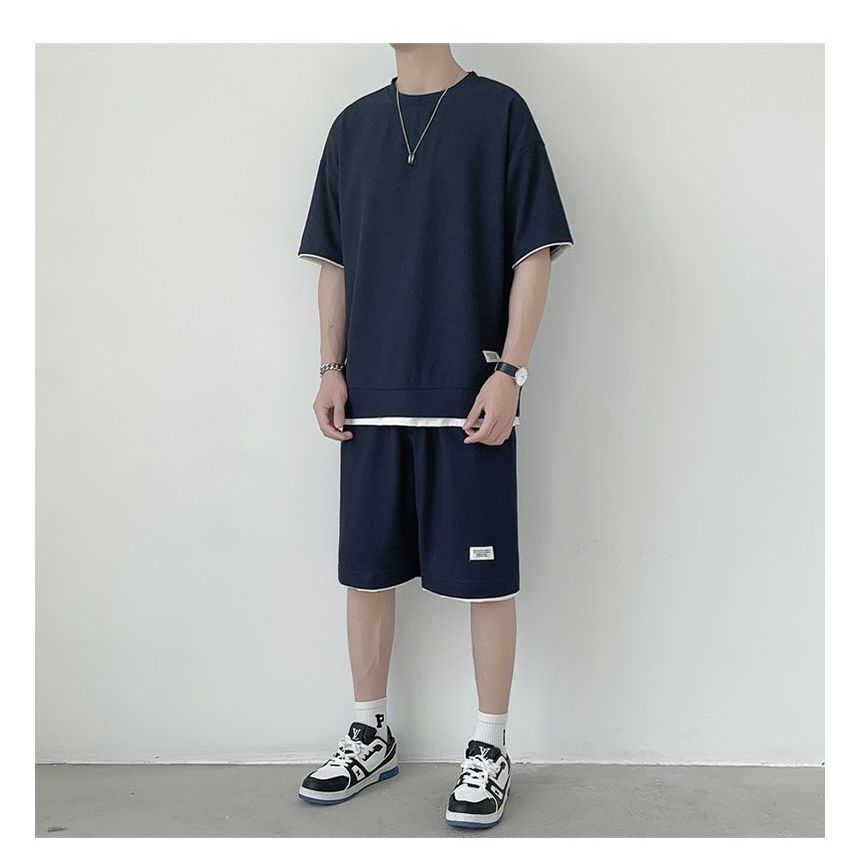 Filmas - Set: Mock Two Piece Oversize Top + High-Waist Shorts