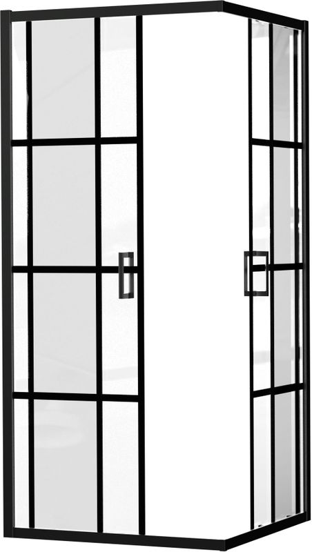 Luca Varess - Vidor - Douchecabine - Mat Zwart - 90 x 90 cm - Hoekinstap met 2 Schuifdeuren