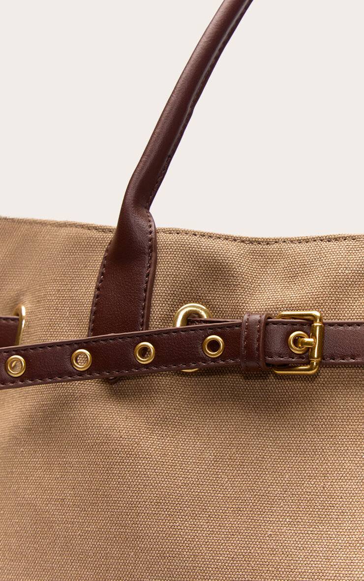 Beige Sac Cabas En Toile Avec Détail Boucle