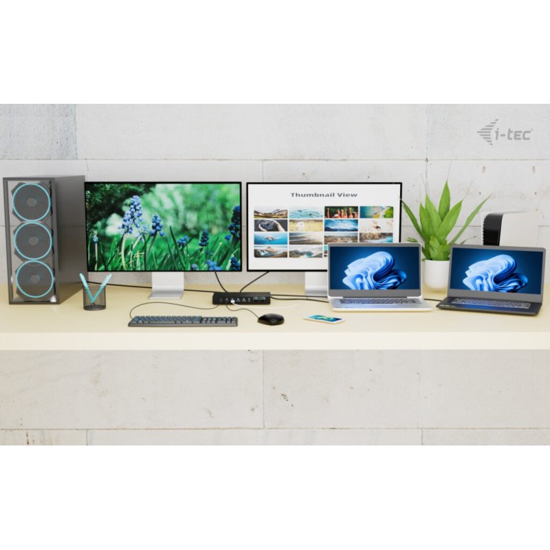 i-tec USB-C KVM Dock PRO for Three Hosts, Dual Video, with 2x Power Delivery, max 92W