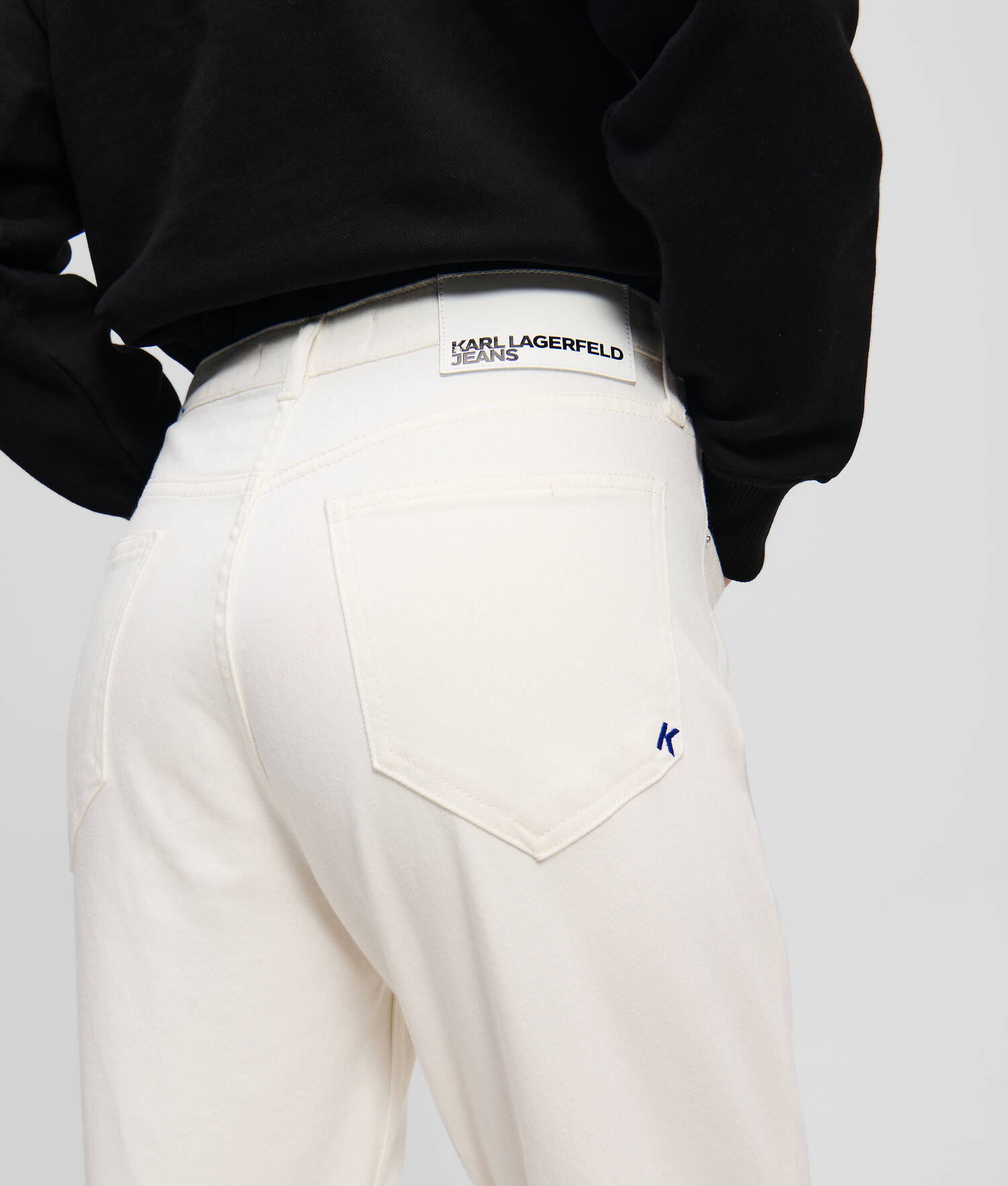 JEAN DROIT À TAILLE HAUTE - Denim Blanc