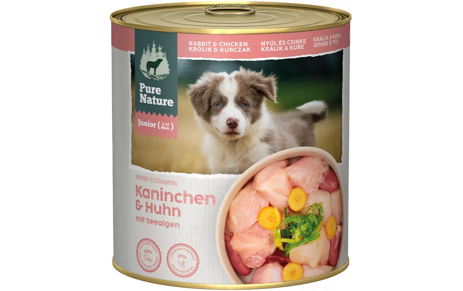 Nassfutter Junior Kaninchen&Huhn, 800 gAlleinfuttermittel für junge Hunde und Welpen