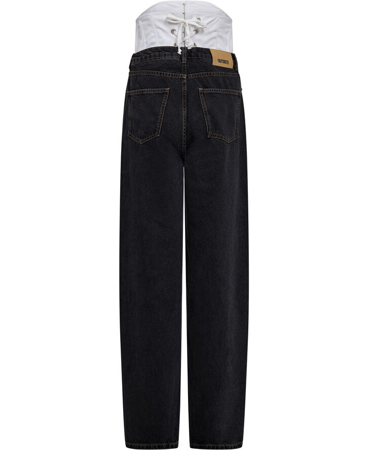 ROTATE Birger Christensen CORSET DENIM JEANS Dark grey denim