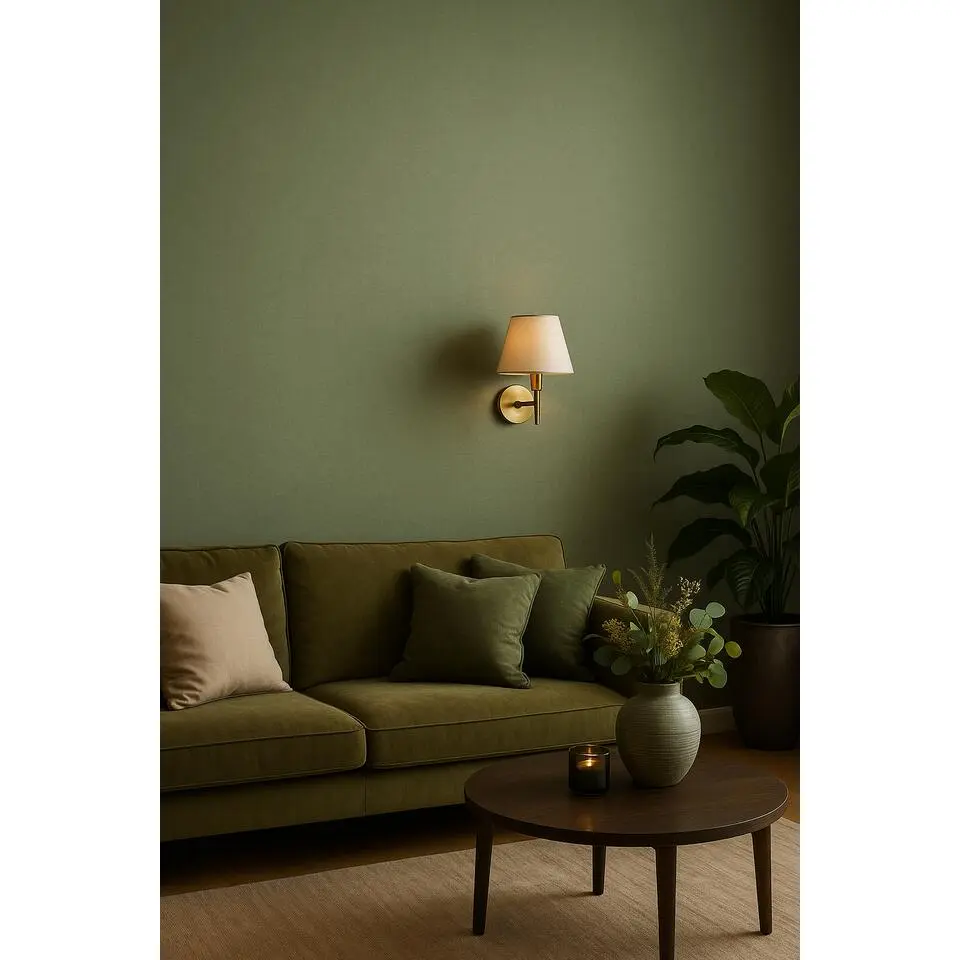 Dutch Wallcoverings Vliesbehang Linen & Textures uni - groen - 10,05m x 53cm