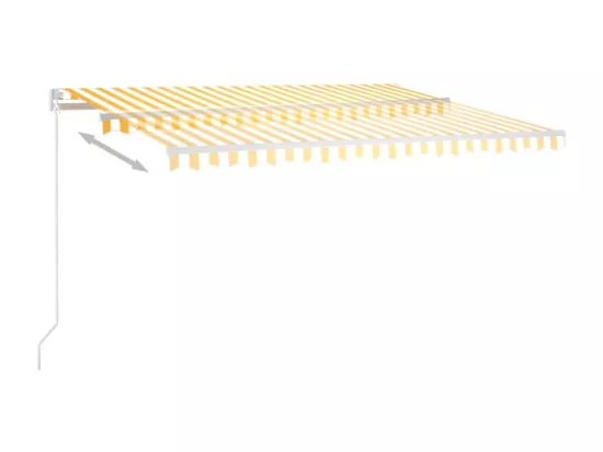Auvent manuel rétractable avec LED 400x300 cm Jaune et blanc