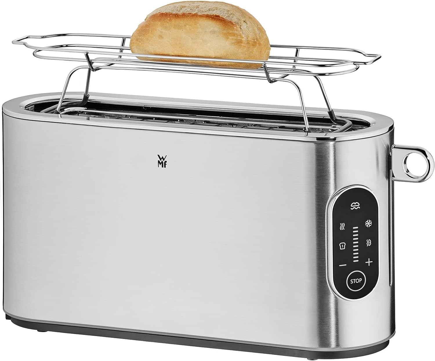 WMF Lumero Toaster 2 Scheiben, Langschlitz mit Brötchenaufsatz, XXL, Einseitiges Toasten, 1-Scheiben-Taste, 10 Bräunungsstufen, Toaster edelstahl matt