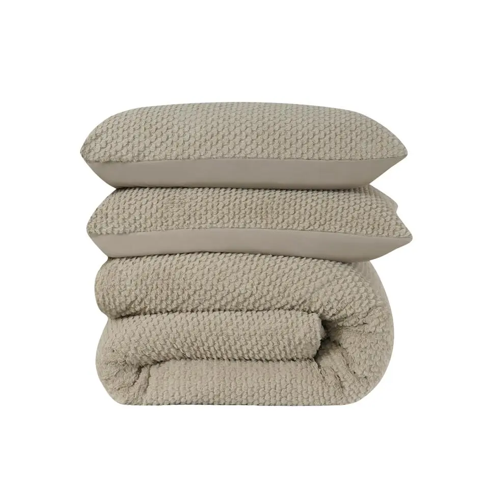 Dekbedovertrek Fur Teddy 200x220 – Fluweelzacht & Knus Design – Taupe