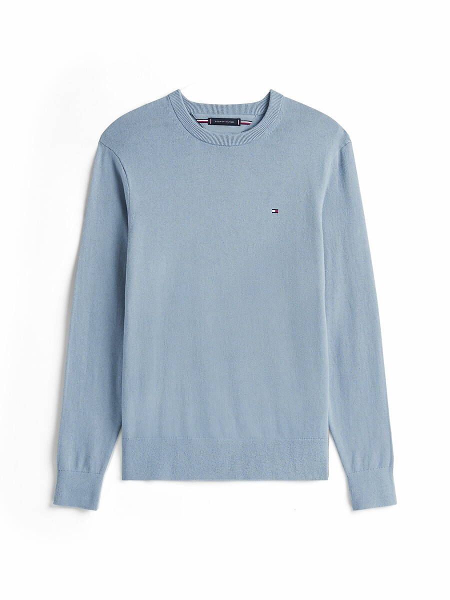 TOMMY HILFIGER<br>Suéter de gola redonda em algodão pima e cashmere