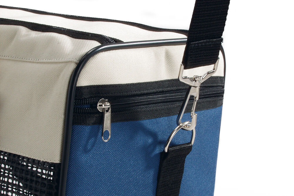 Beeztees Draagbare - Reistas Hond - Creme/ Blauw - 27x25x43 cm