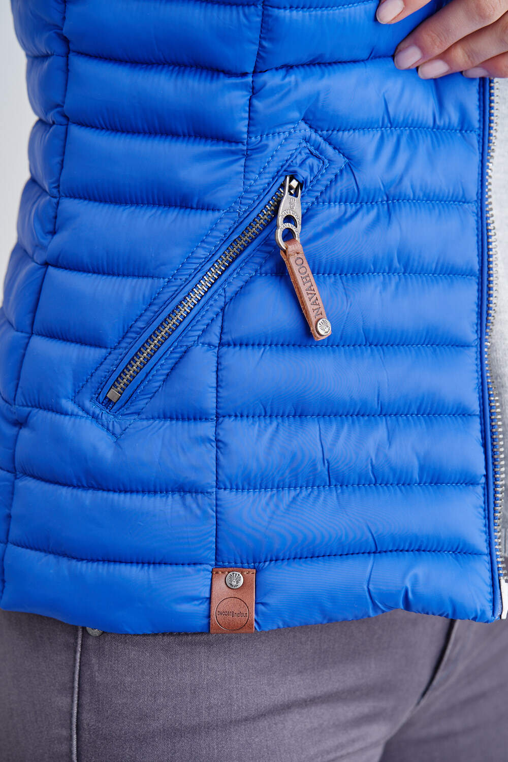 NAVAHOO Damen Designer Steppweste ärmellose Weste mit Kapuze Shadaa