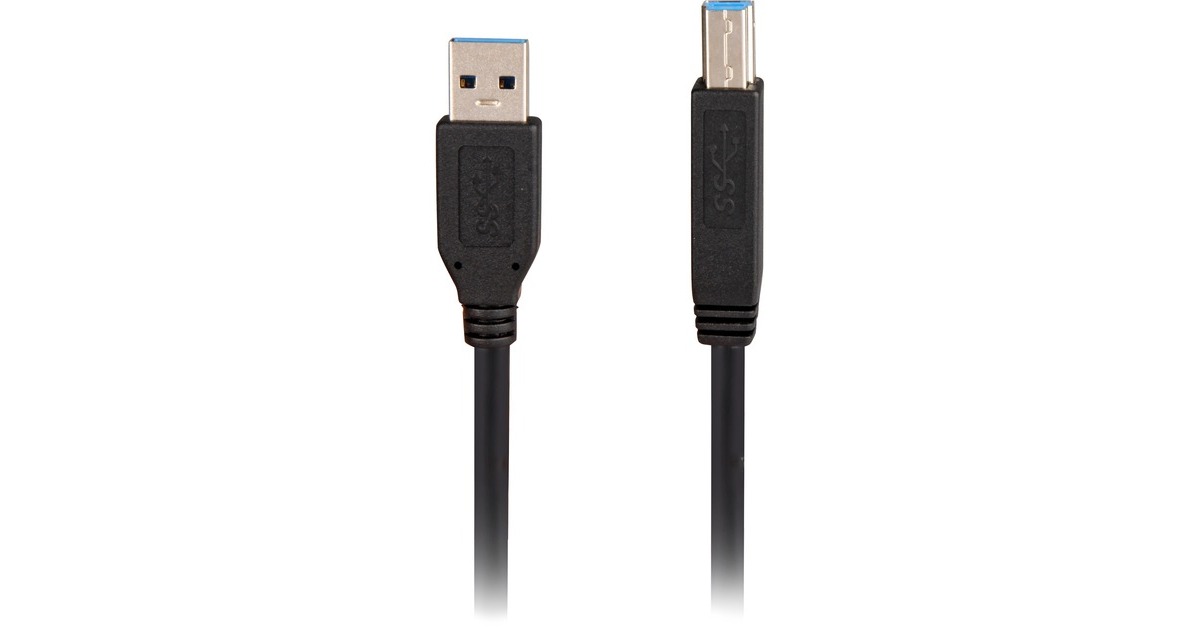 SharkoonUSB-A 3.0 > USB-B kabel  (Zwart, 3 meter)